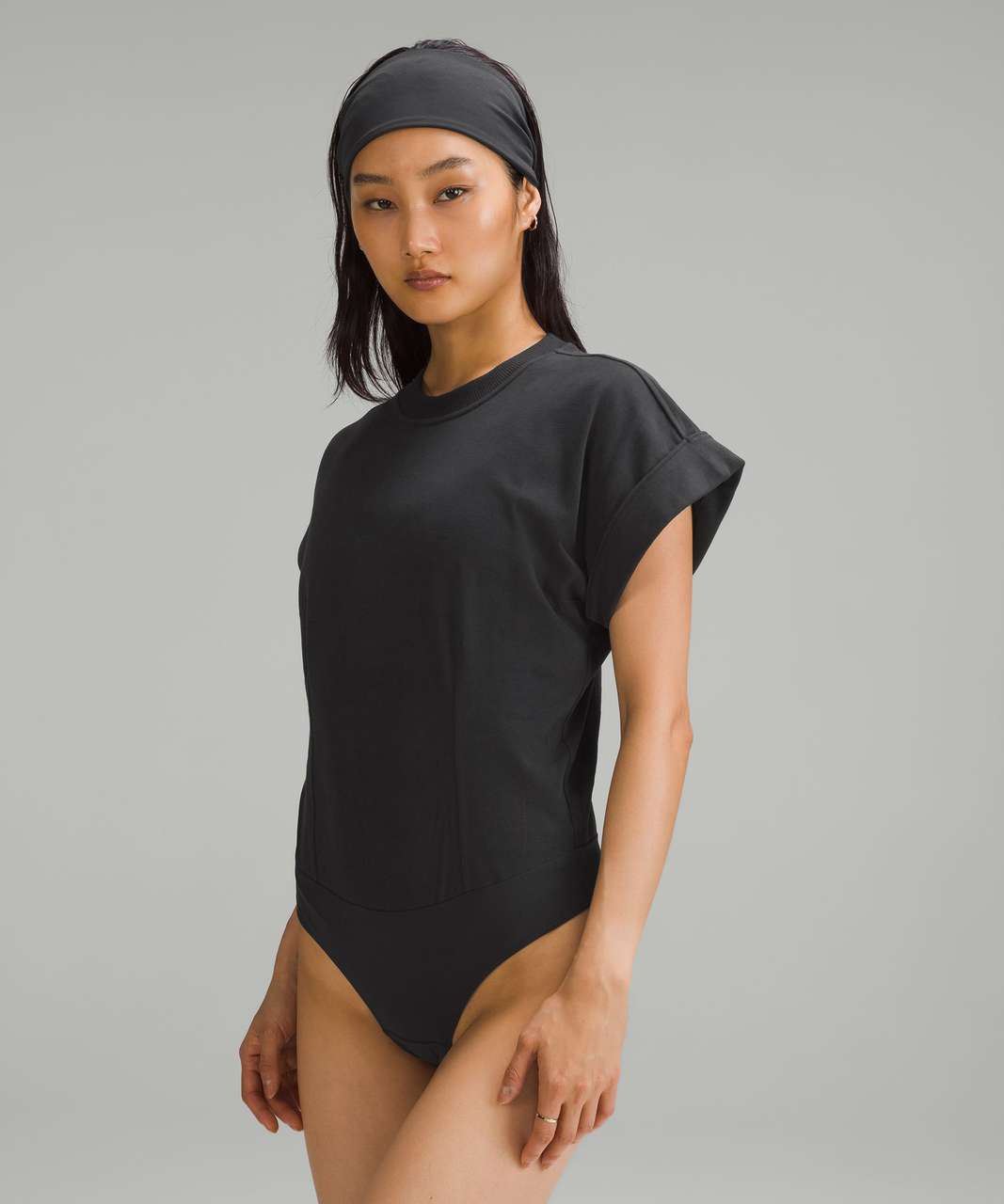 Cotton T Shirt Bodysuit - Black