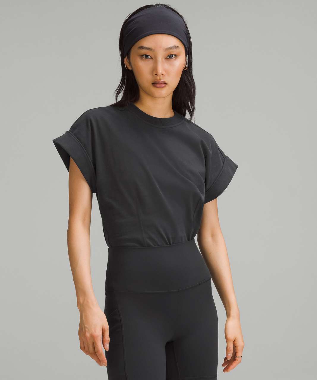 Lululemon Square Neck Mesh and Nulu Yoga T-Shirt - Black - lulu fanatics