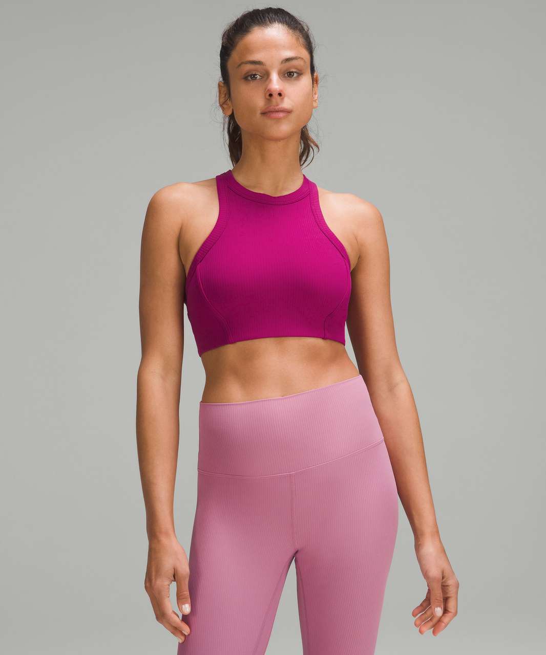 LULULEMON COOLMAX Yoga Mandarin High Collar Pink Bra Tank Top V Neck-Size 8,  Women's Fashion, Clothes on Carousell