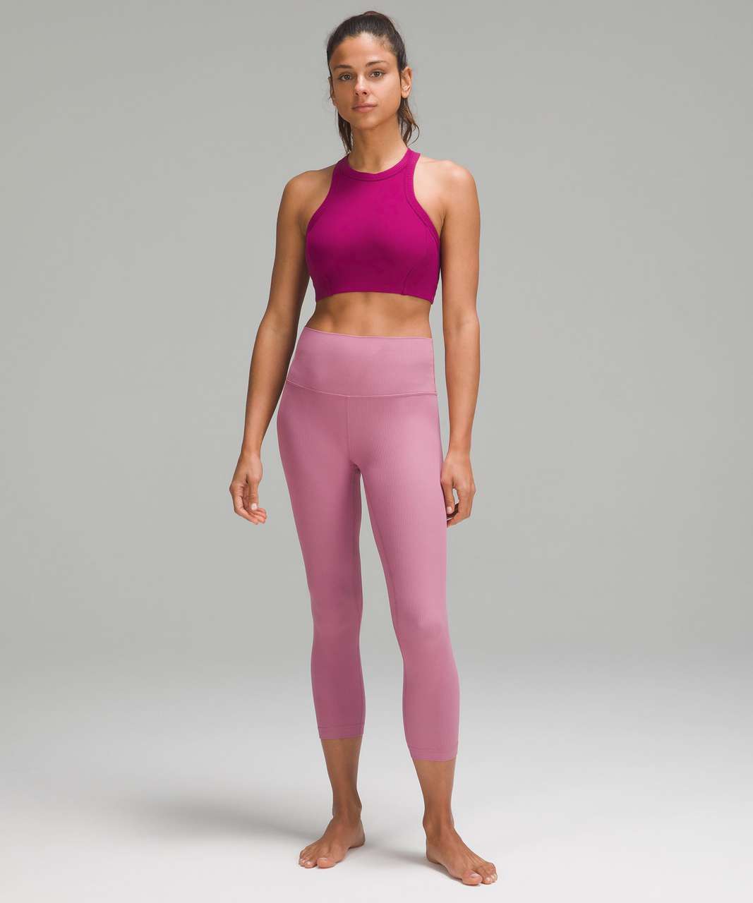 Lululemon Ribbed Nulu High-Neck Yoga Bra *Light Support, B/C Cup - Magenta Purple