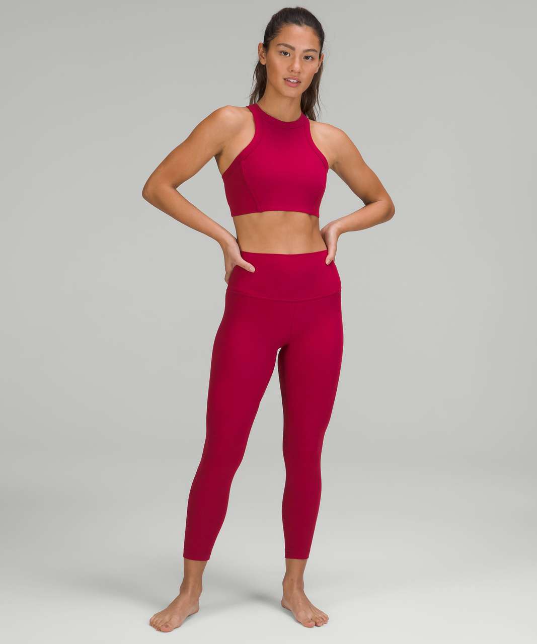 Lululemon Ribbed Nulu High Neck Yoga Sports Bra Pomegranate 14 Nwt Size L -  $59 New With Tags - From Marie