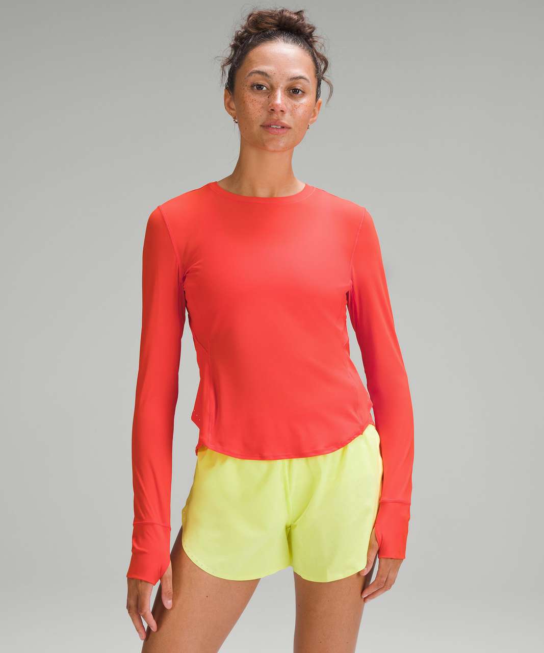 Lululemon UV Protection Fold-Over Running Long-Sleeve Shirt - Solar Orange