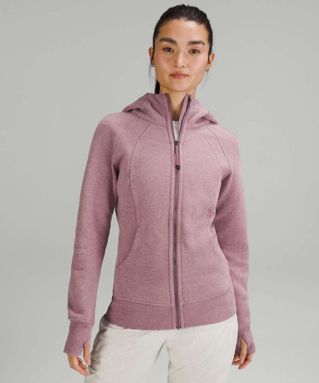 lululemon scuba full zip hoodie color: heathered - Depop