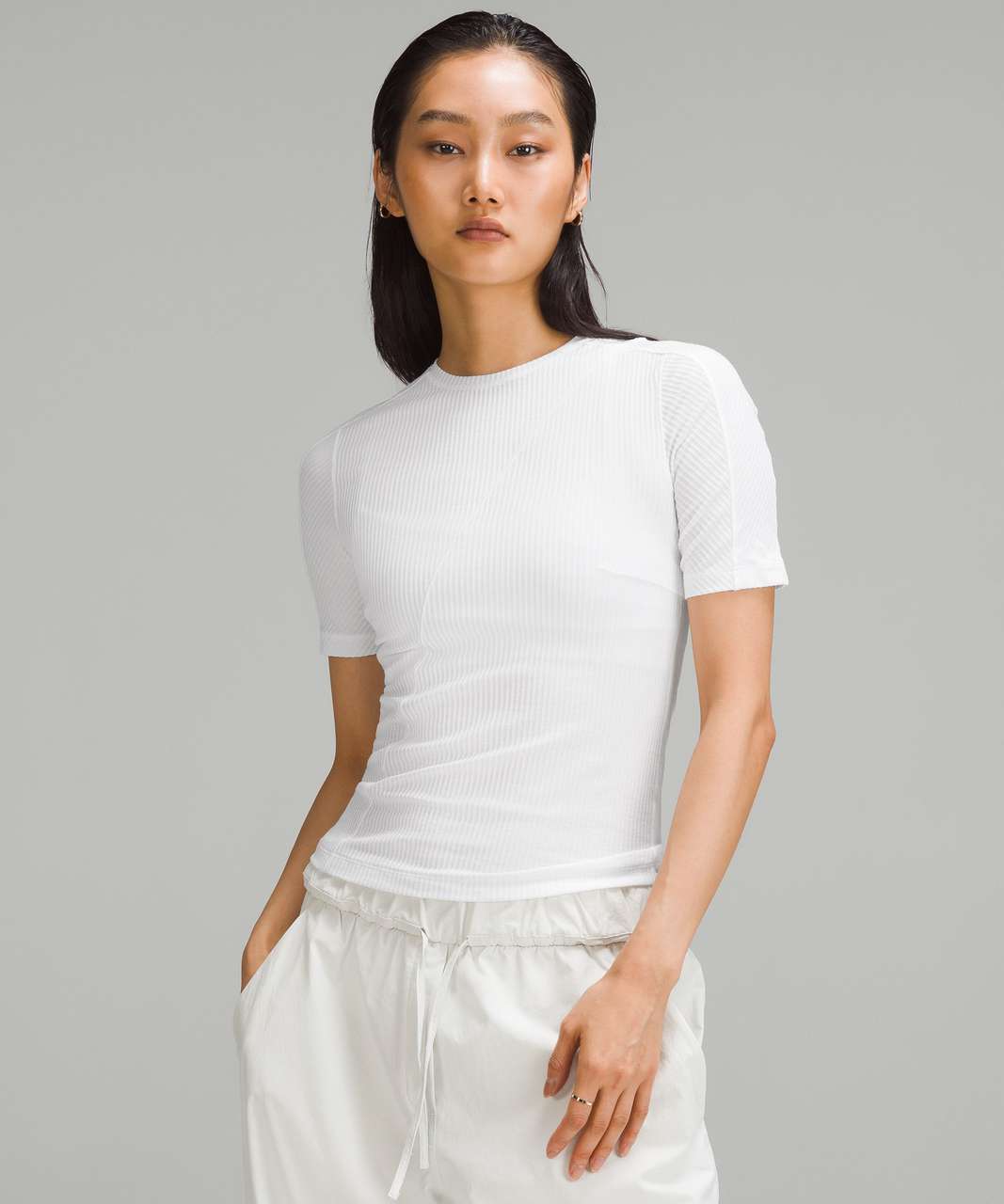 Lululemon Asymmetrical Ribbed Cotton T-Shirt - White
