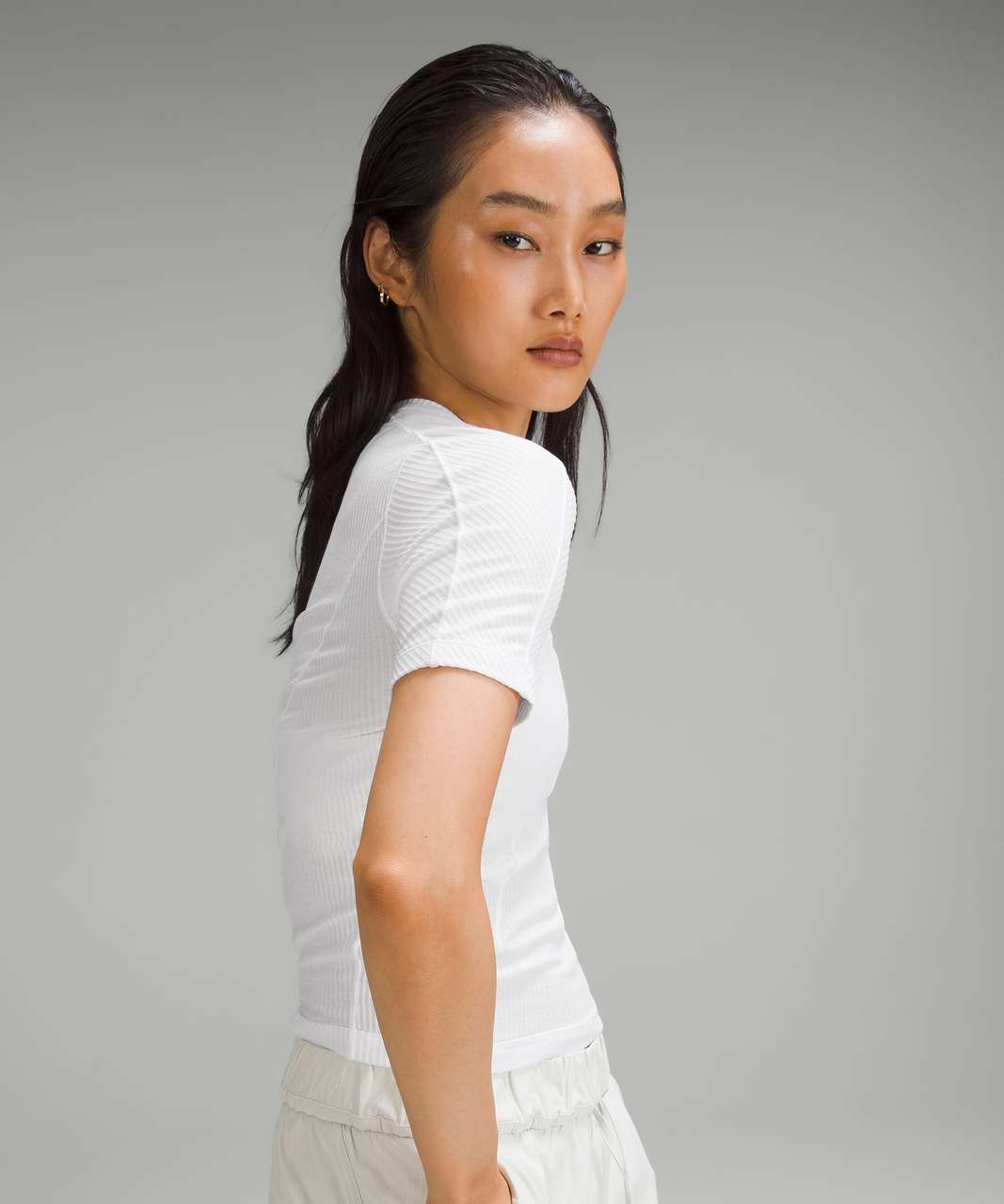 Lululemon Asymmetrical Ribbed Cotton T-Shirt - White - lulu fanatics