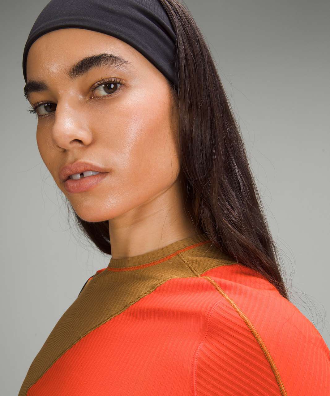 Lululemon Asymmetrical Ribbed Cotton Long-Sleeve Shirt Bold Beige Solar  Orange S
