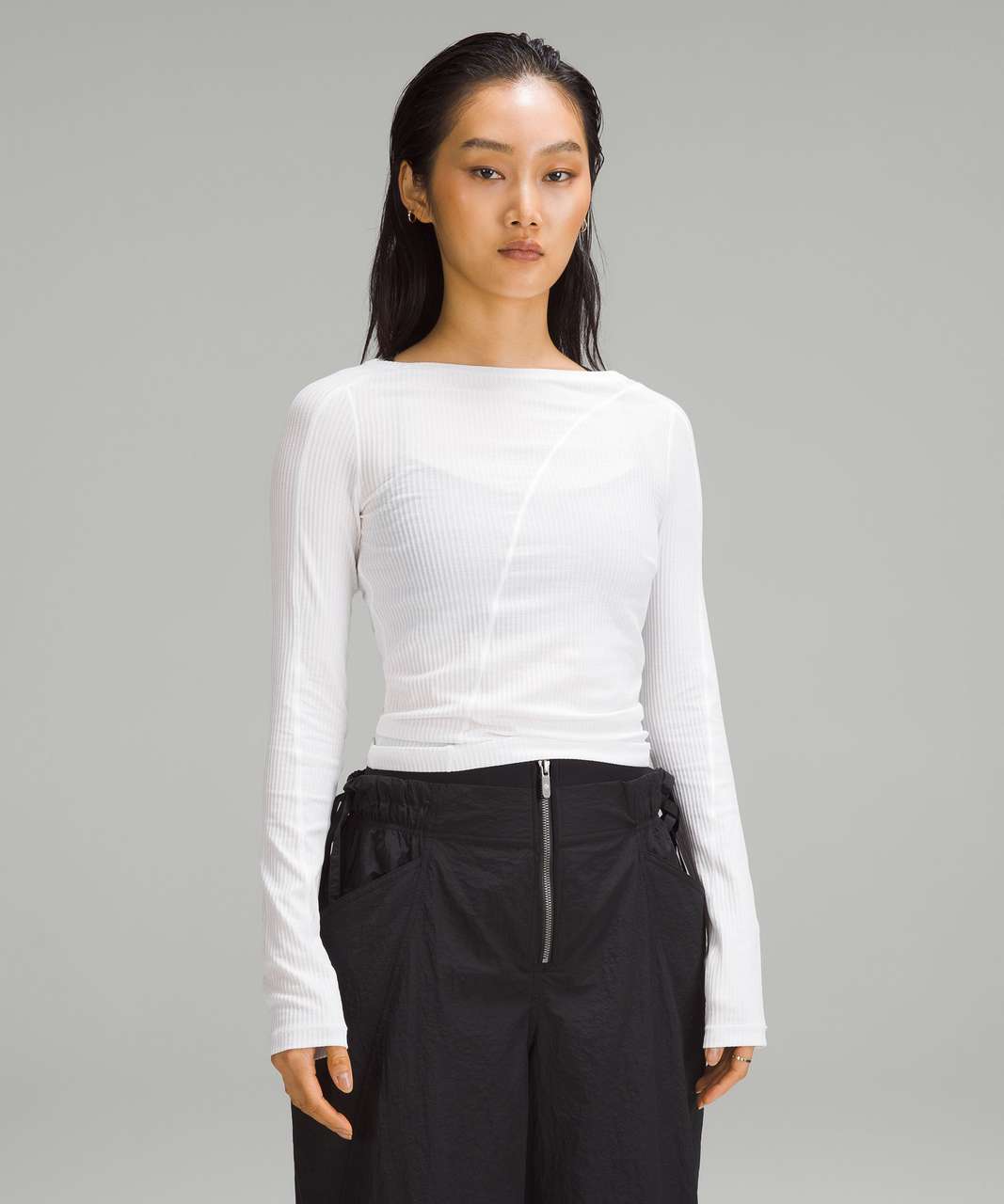 Lululemon Asymmetrical Ribbed Cotton Long-Sleeve Shirt - White - lulu ...