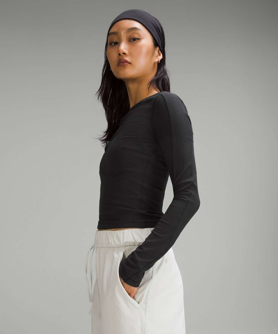 Lululemon Asymmetrical Ribbed Cotton Long-Sleeve Shirt - Black