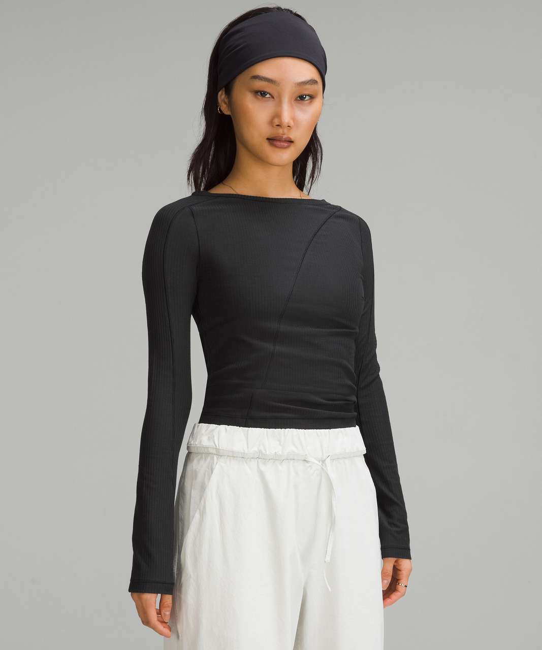 Lululemon Asymmetrical Ribbed Cotton Long-Sleeve Shirt - Black