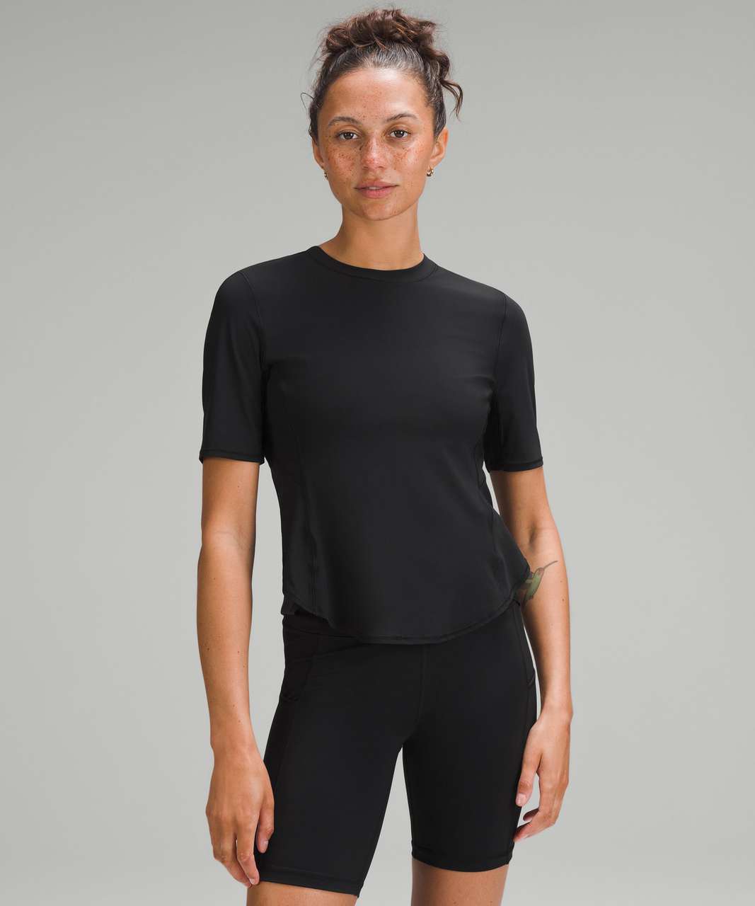 Lululemon UV Protection Fold-Over Running T-Shirt - Black - lulu fanatics