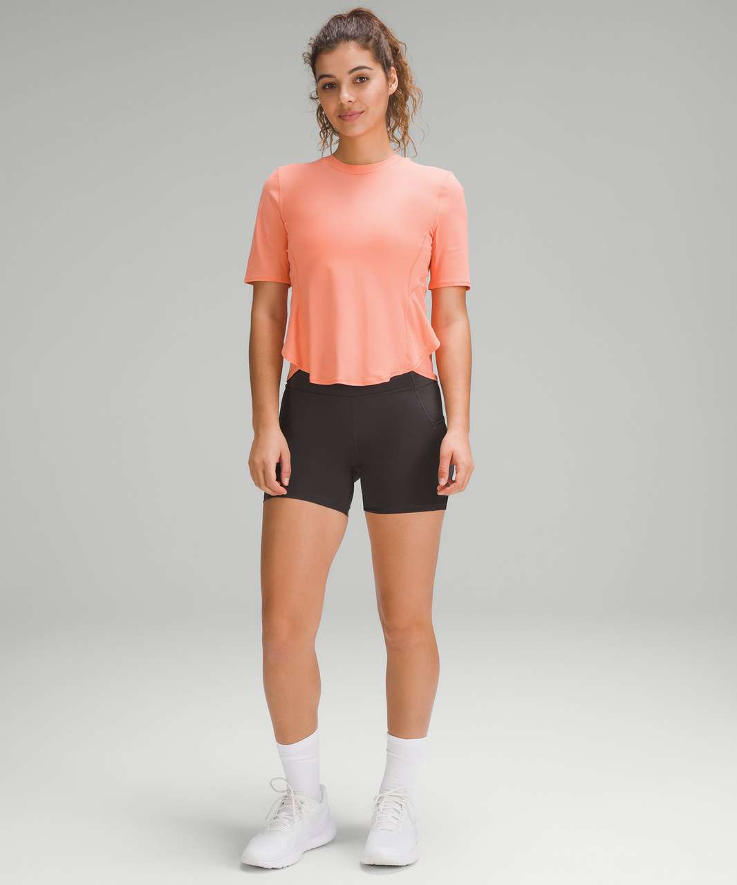 Lululemon UV Protection Fold-Over Running T-Shirt - Sunny Coral