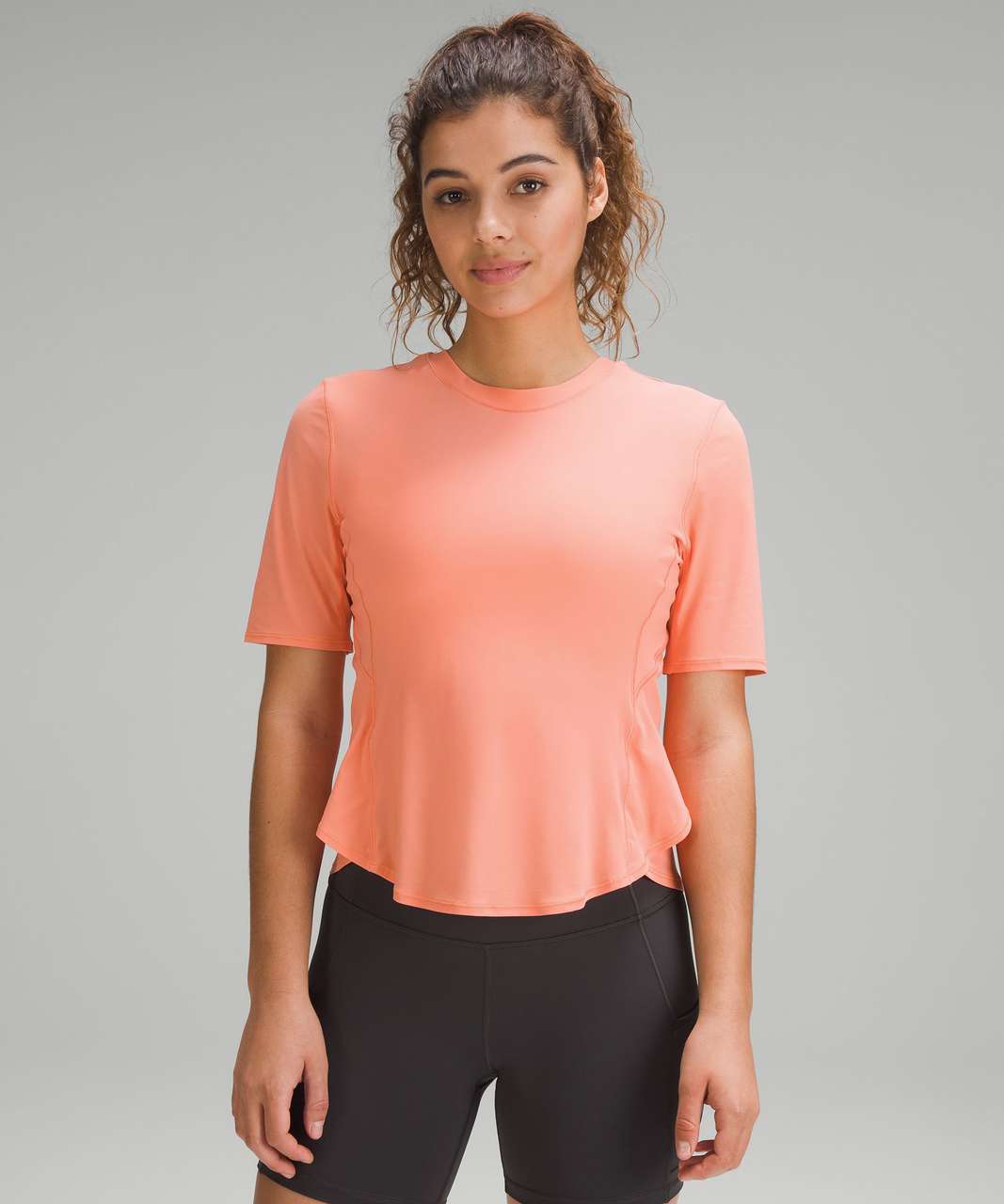Lululemon UV Protection Fold-Over Running T-Shirt - Sunny Coral