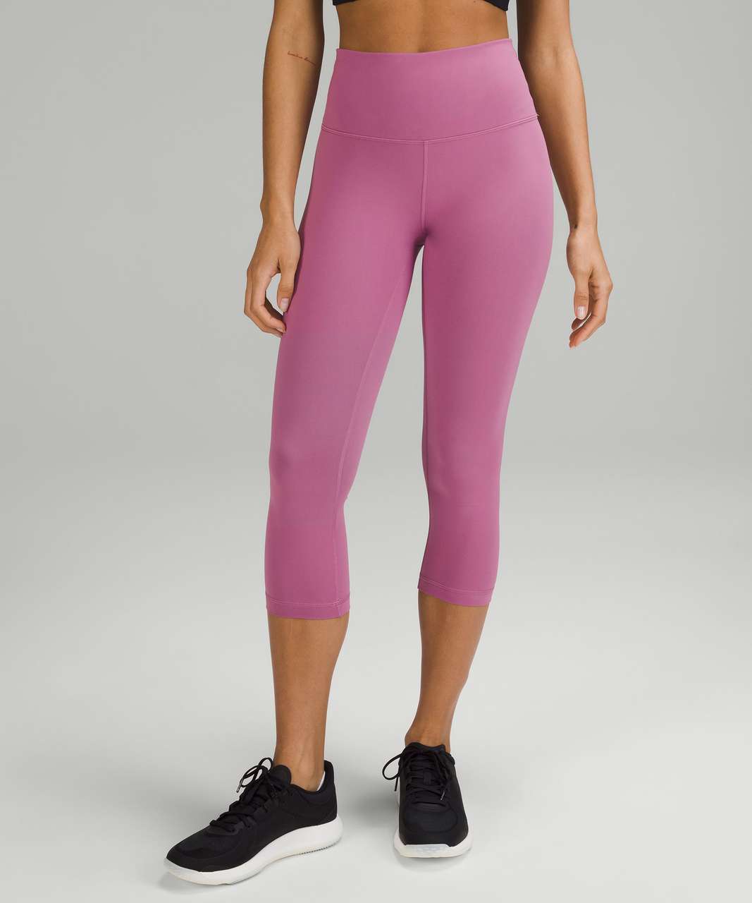 Lululemon Wunder Train HR Crop 23 With Pocket Sz 4 Pink Running Leggings