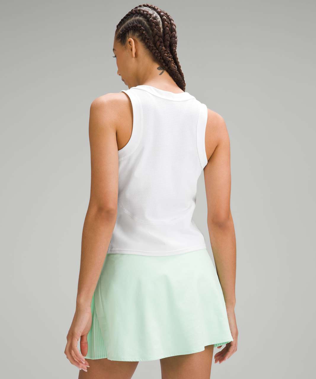 Lululemon Grid-Texture Cropped Tennis Short-Sleeve Shirt - White - lulu  fanatics
