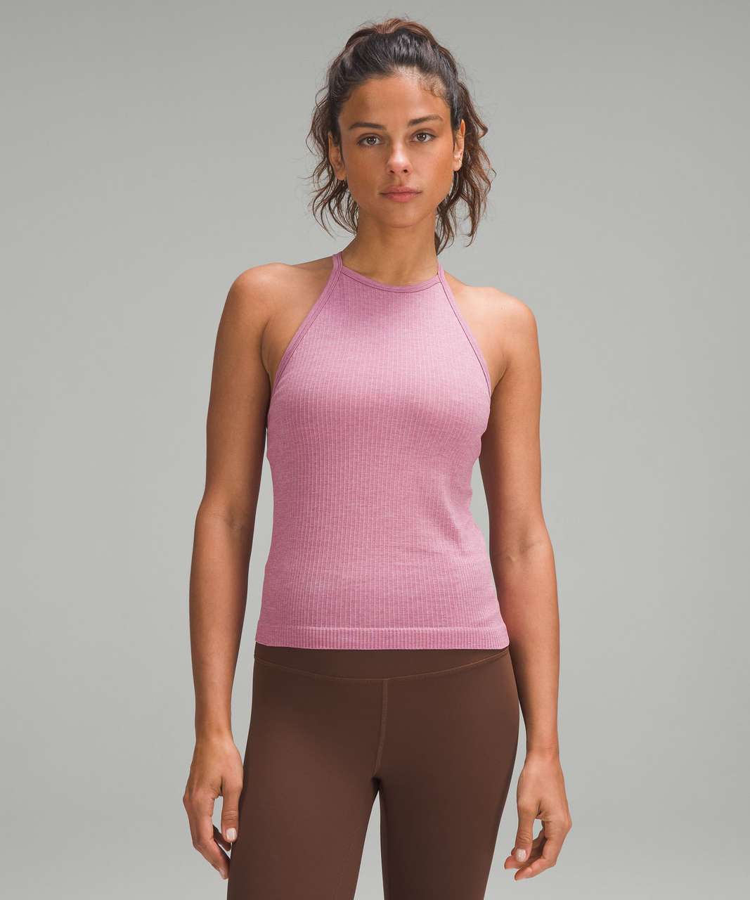 New Lululemon Ebb To Street Tank 12 Pink Savannah Slim Fit Built In Bra  Stretch