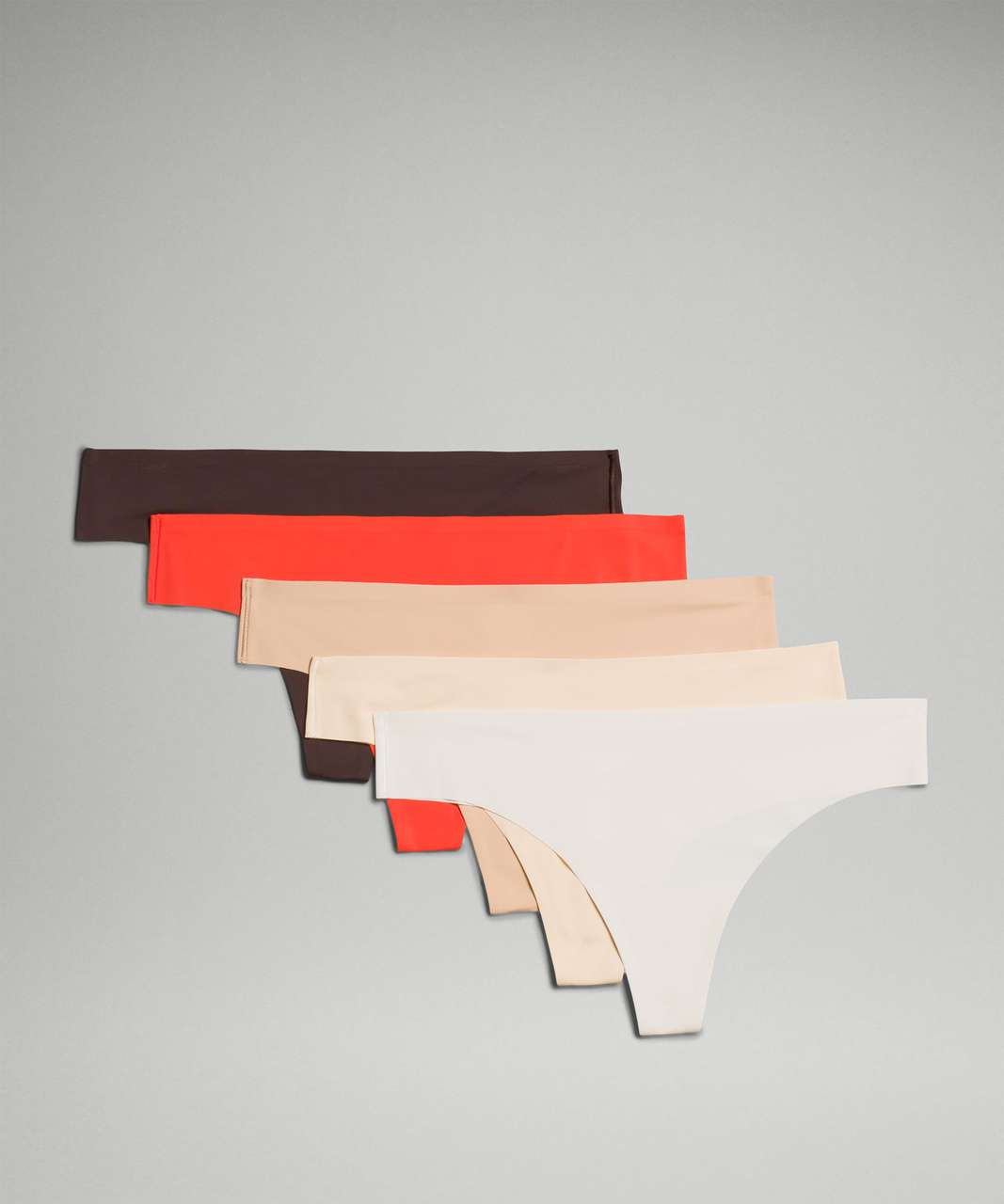 Lululemon InvisiWear Mid-Rise Thong Underwear *5 Pack - Solar Orange / Bone  / Pale Linen / Contour / French Press - lulu fanatics