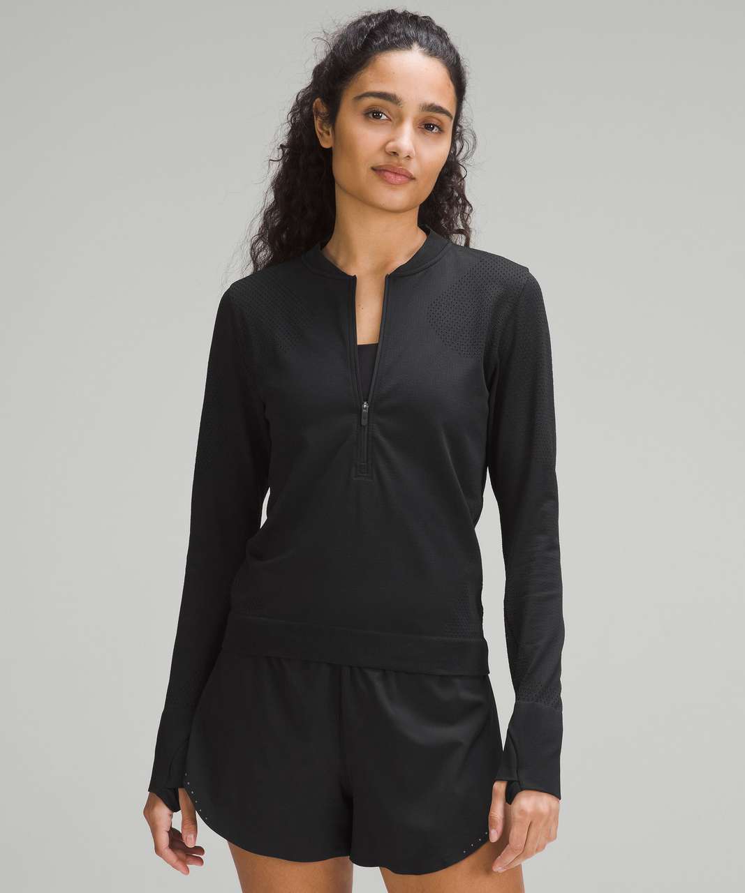 LULULEMON BLACK QUARTER ZIP LONG SLEEVE SHIRT WOMENS 4 TOP LULU