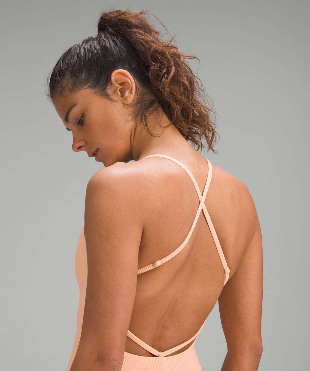 Lululemon Ribbed Cross-Back Skimpy-Fit One-Piece *A/B Cup - Peach Fuzz