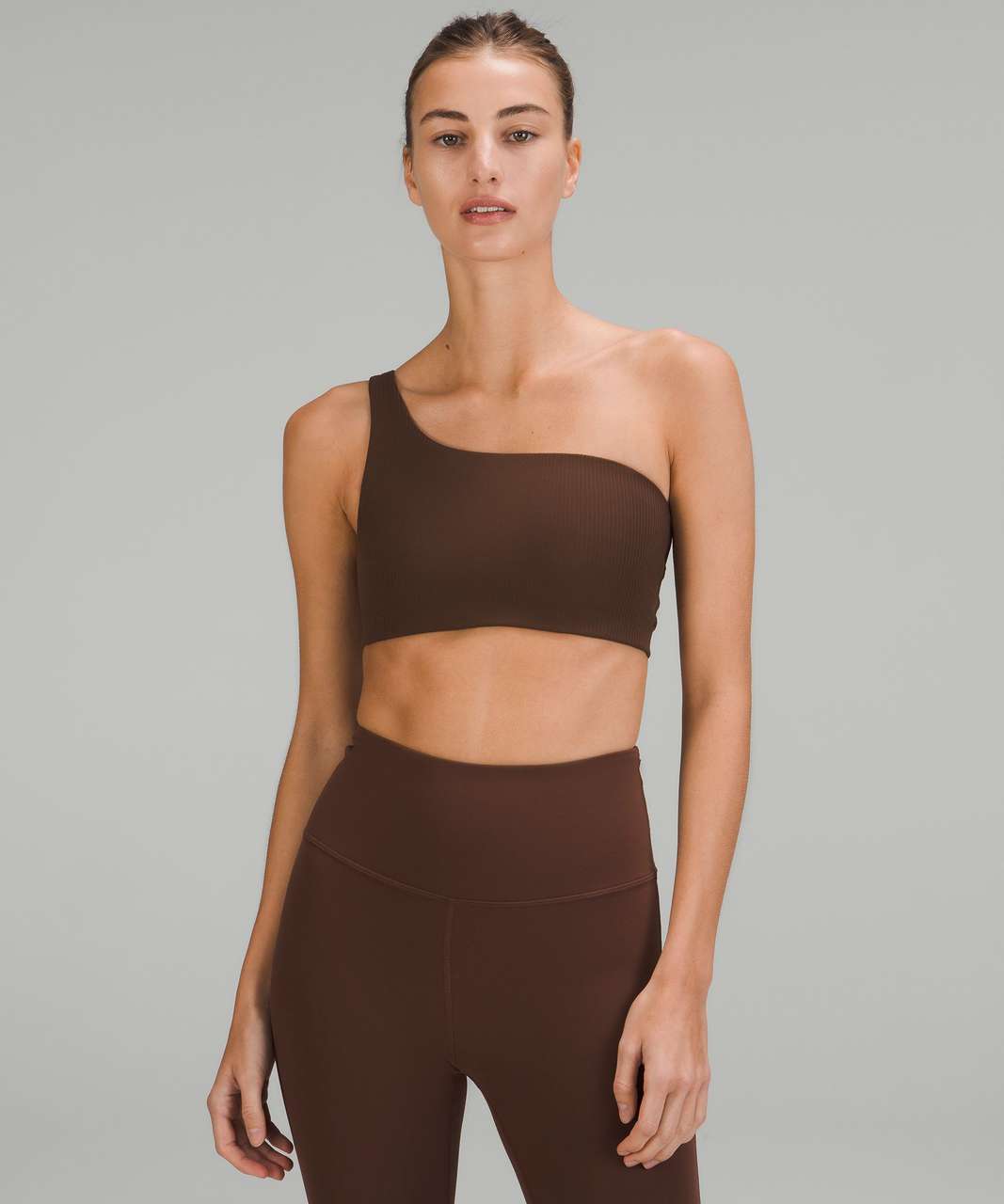 Lululemon Ribbed Nulu Asymmetrical Yoga Bra *Light Support, A/B Cup - Java  - lulu fanatics