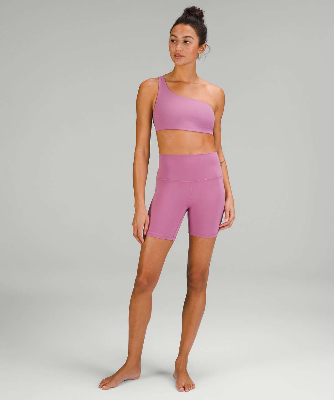 Lululemon Ribbed Nulu Asymmetrical Yoga Bra *Light Support, A/B Cup -  Velvet Dust - lulu fanatics