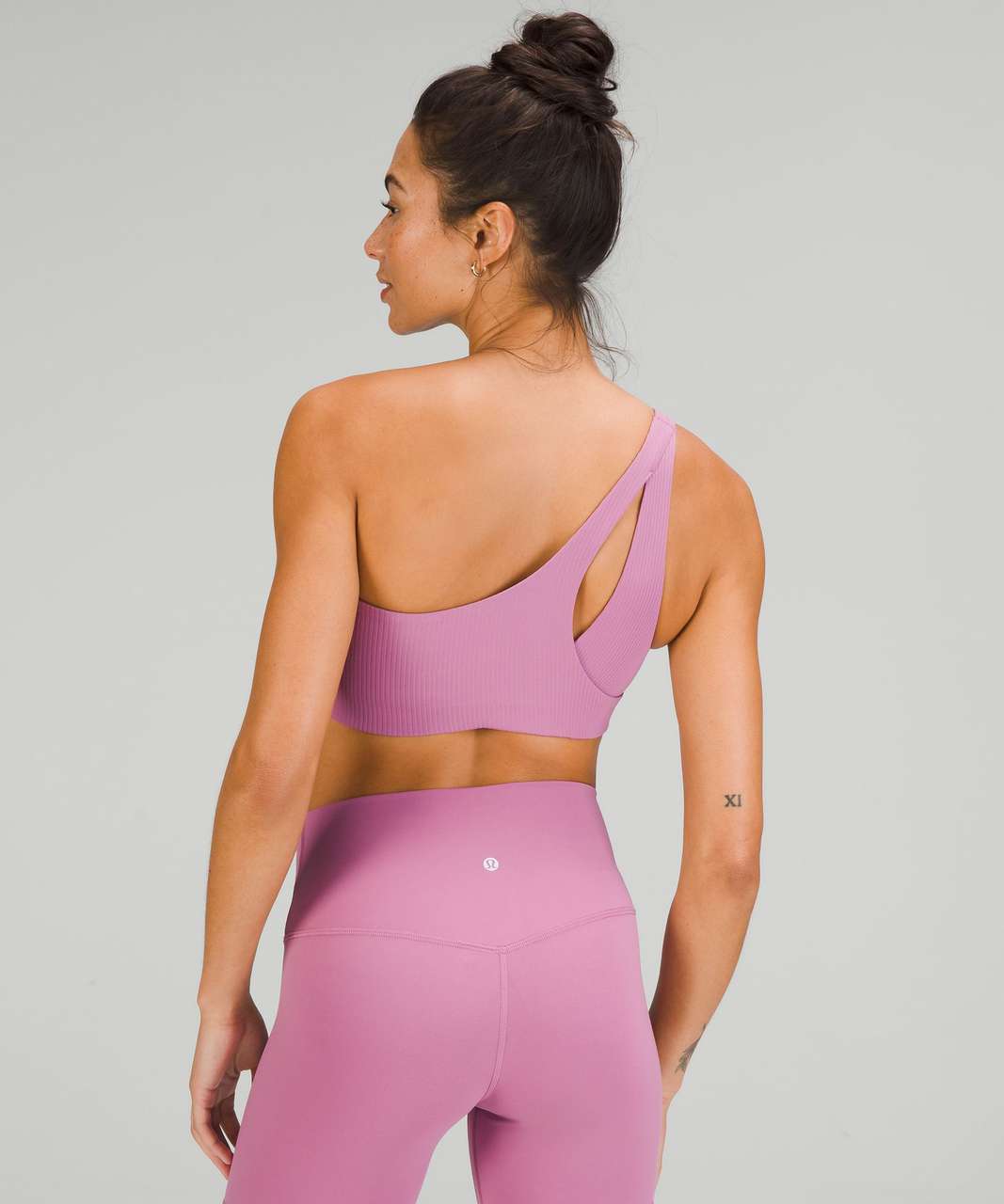 NEW Lululemon Ribbed Nulu Asymmetrical Yoga Bra Light Support A/B Pink  Peony 8