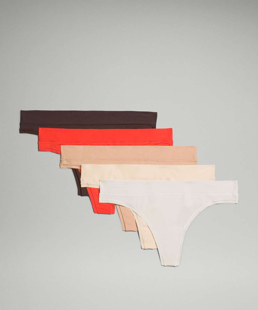 Lululemon UnderEase Mid-Rise Thong Underwear *5 Pack - Solar Orange / Bone / Pale Linen / Contour / French Press