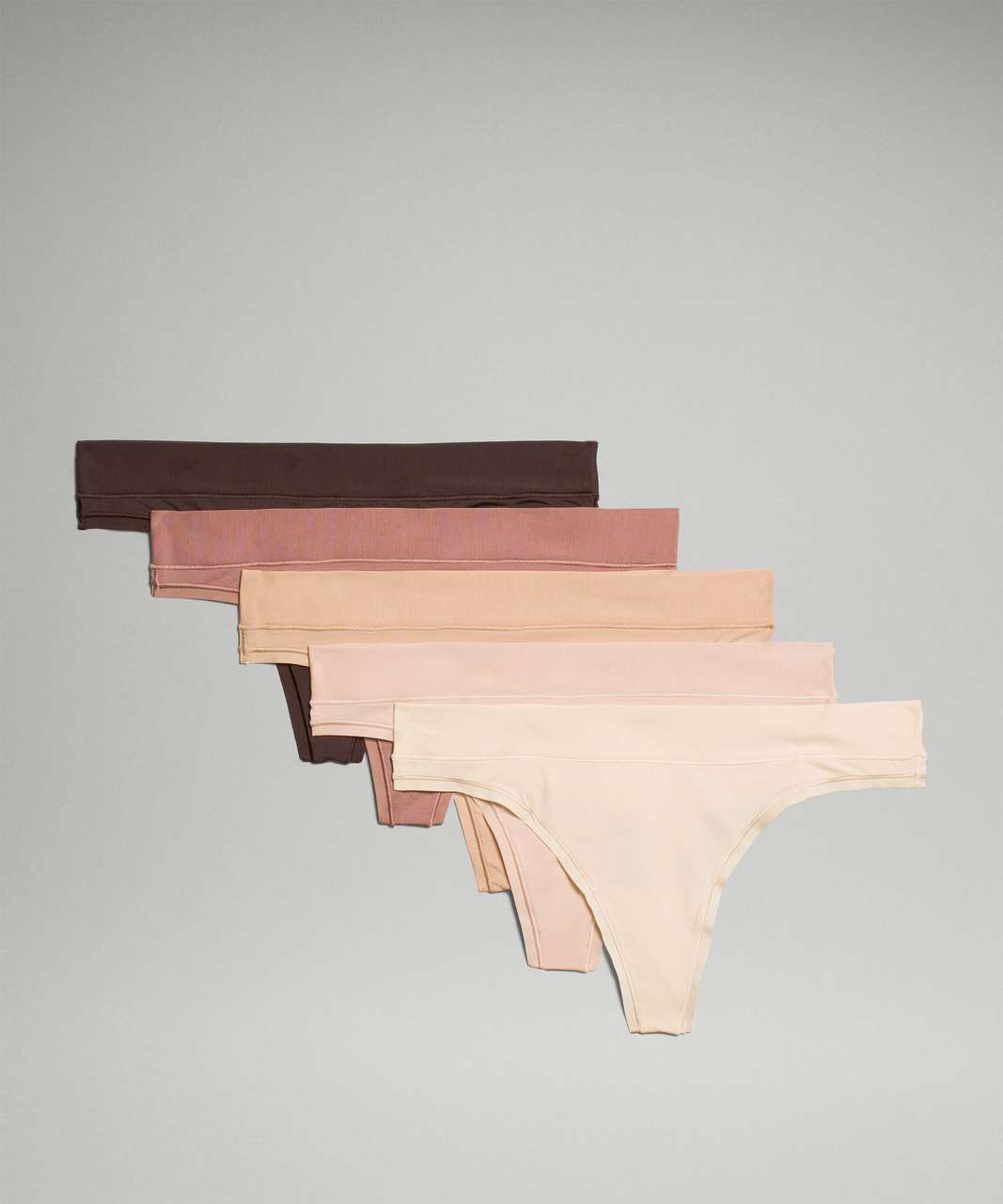 Lululemon UnderEase Mid-Rise Thong Underwear *5 Pack - French Press / Twilight Rose / Misty Shell / Pale Linen / Contour