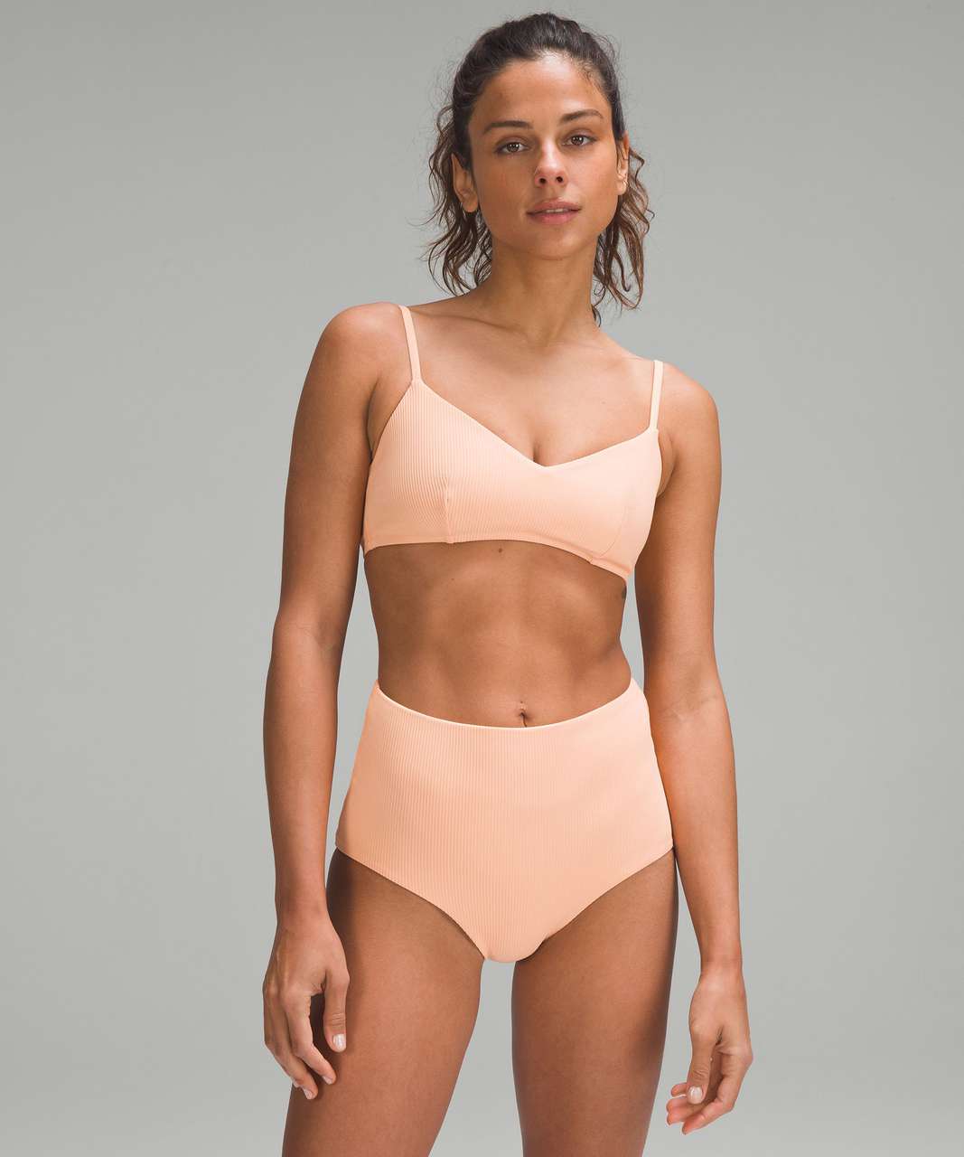 Lululemon Ribbed Swim Top A/B Cup - Peach Fuzz - lulu fanatics