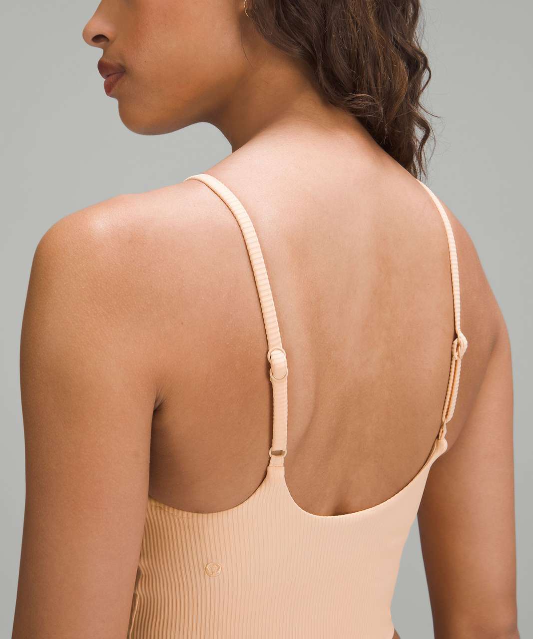 Lululemon Ribbed High-Neck Longline Swim Top C/D Cup - Peach Fuzz