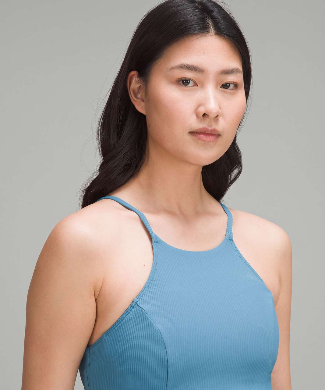 Lululemon Ribbed High-Neck Longline Swim Top C/D Cup - Marlin