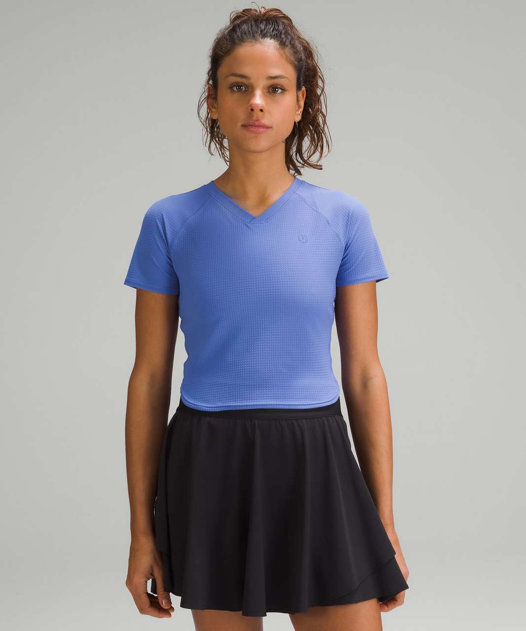 Lululemon Grid-Texture Cropped Tennis Short-Sleeve Shirt - Wild Indigo