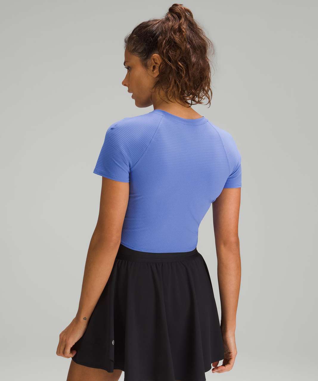 Lululemon Grid-Texture Cropped Tennis Short-Sleeve Shirt - Wild Indigo