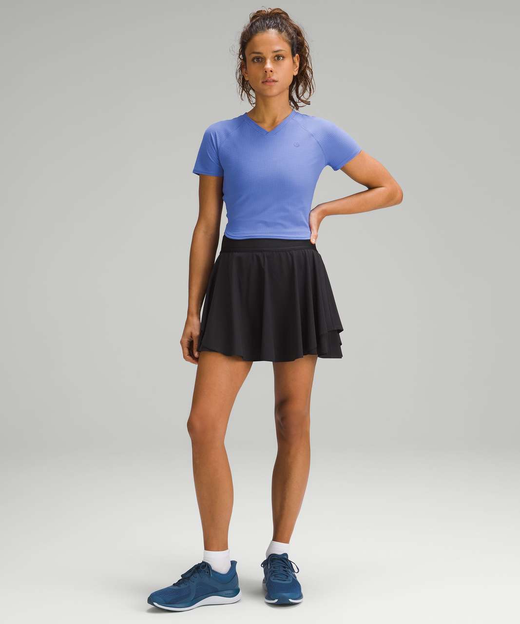 Lululemon Grid-Texture Cropped Tennis Short-Sleeve Shirt - Wild Indigo