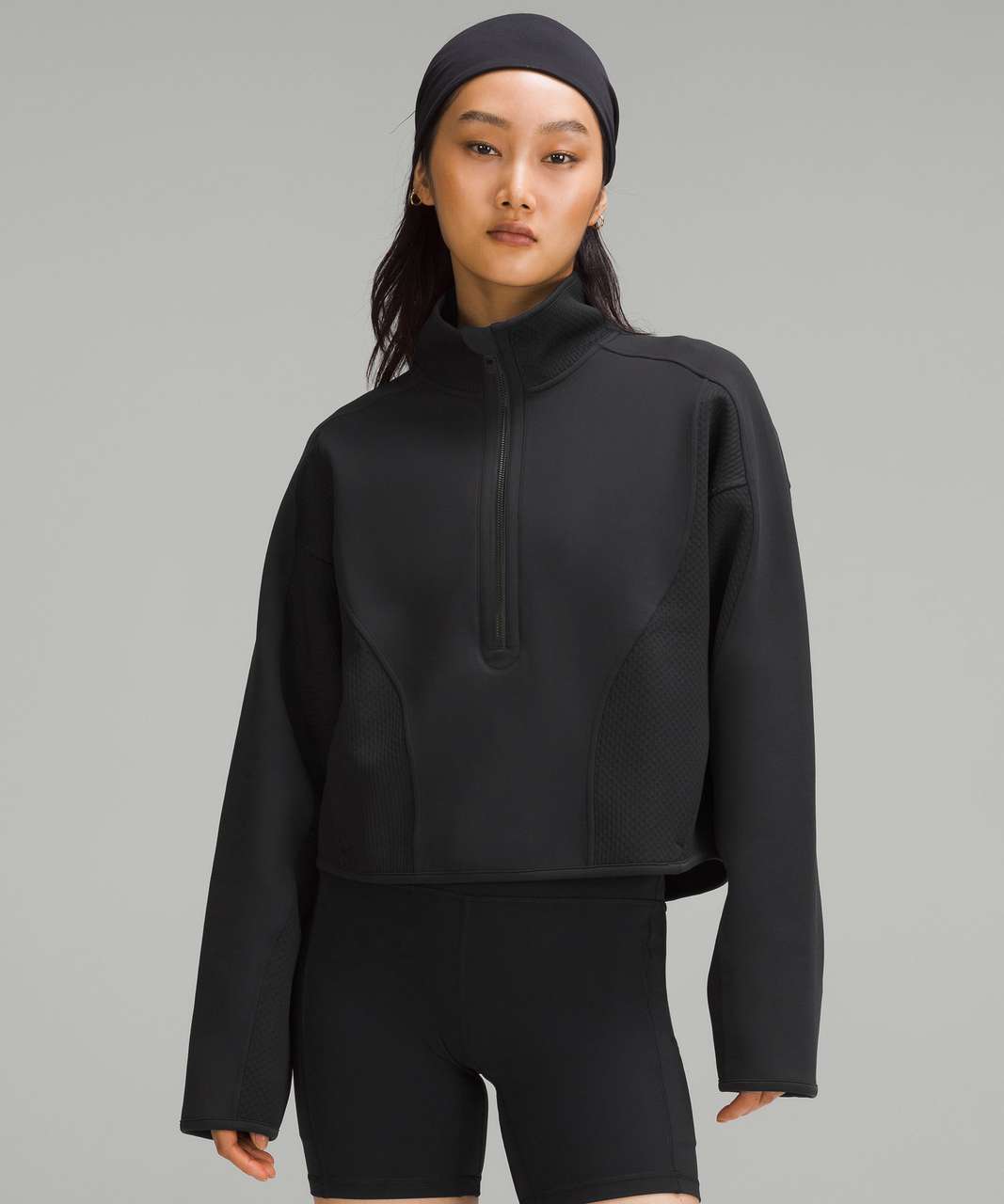 Black Mixed Fabric 1/2 zip that I found on Mercari brand new for such a  steal, got it in a size XS. : r/lululemon