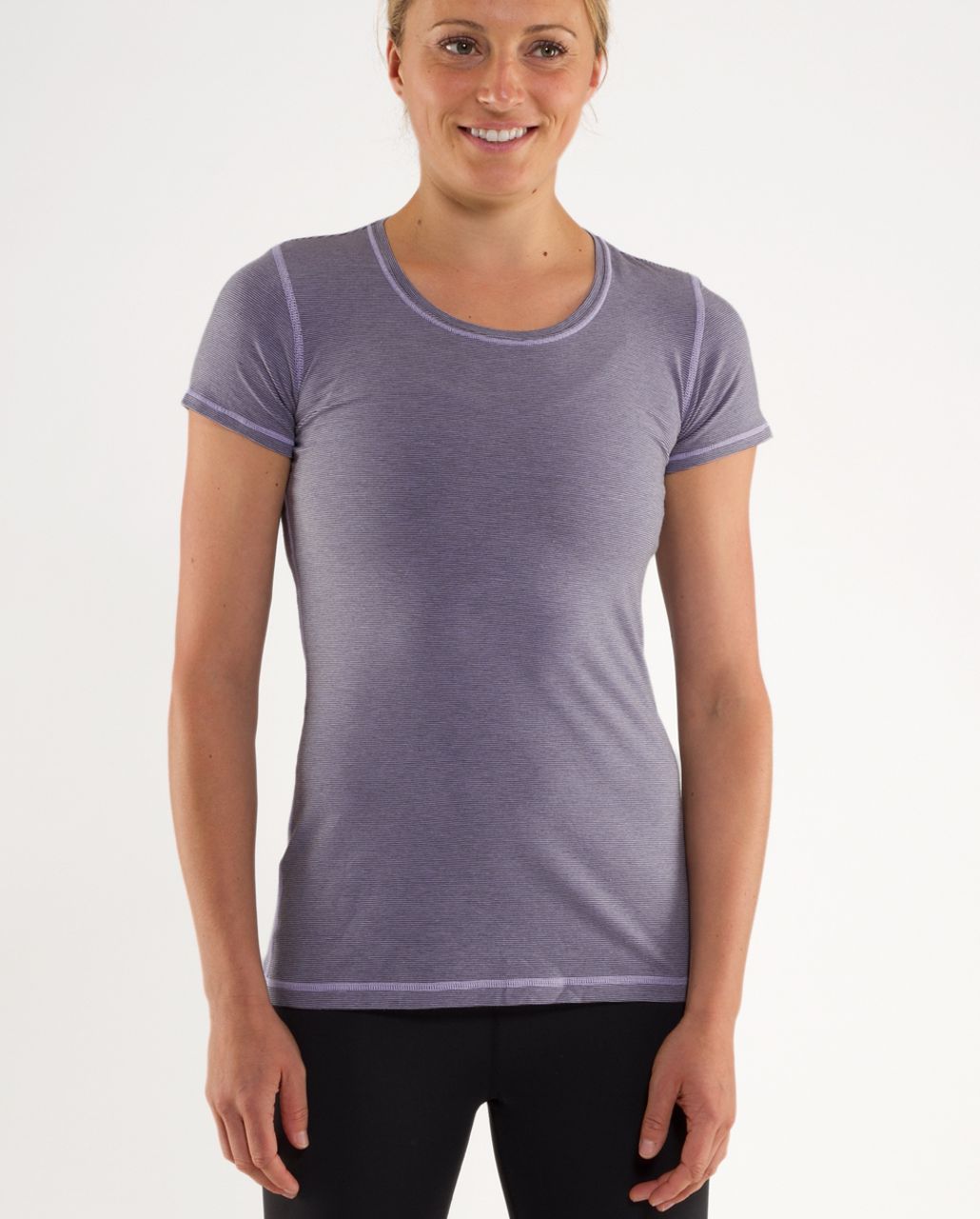 Lululemon Lively Crewneck Tee *Vitasea - Lilac Heathered Coal Wee Stripe