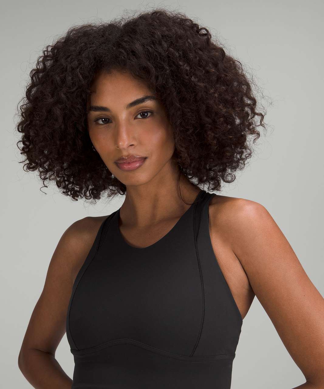 Lululemon Everlux High-Neck Back-Keyhole Train Bra - Black / Trench - lulu  fanatics