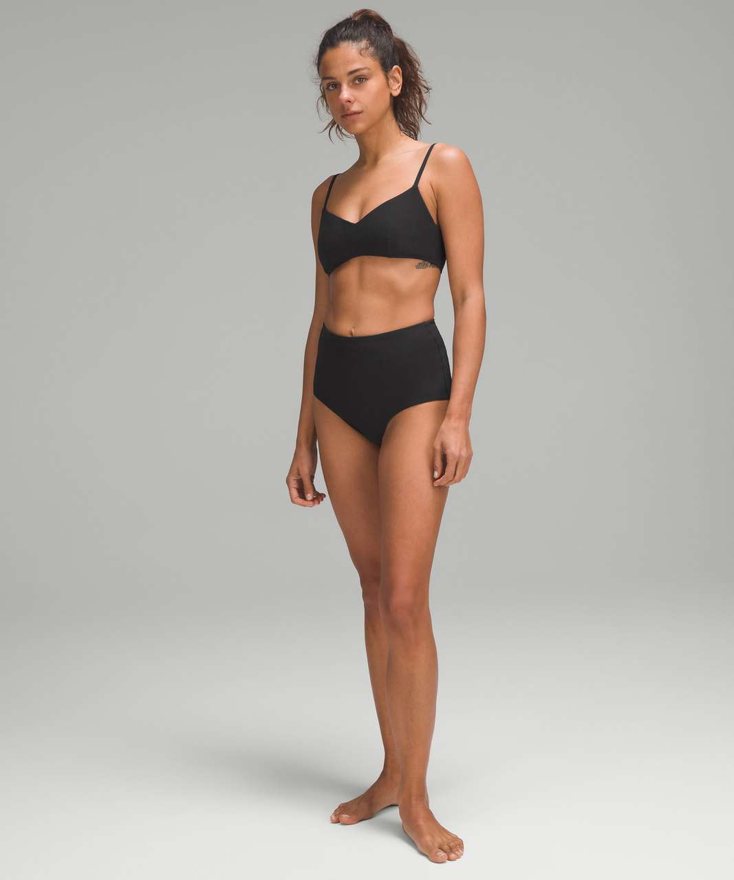 Lululemon Ribbed High-Waist Medium Swim Bottoms - Black - lulu fanatics