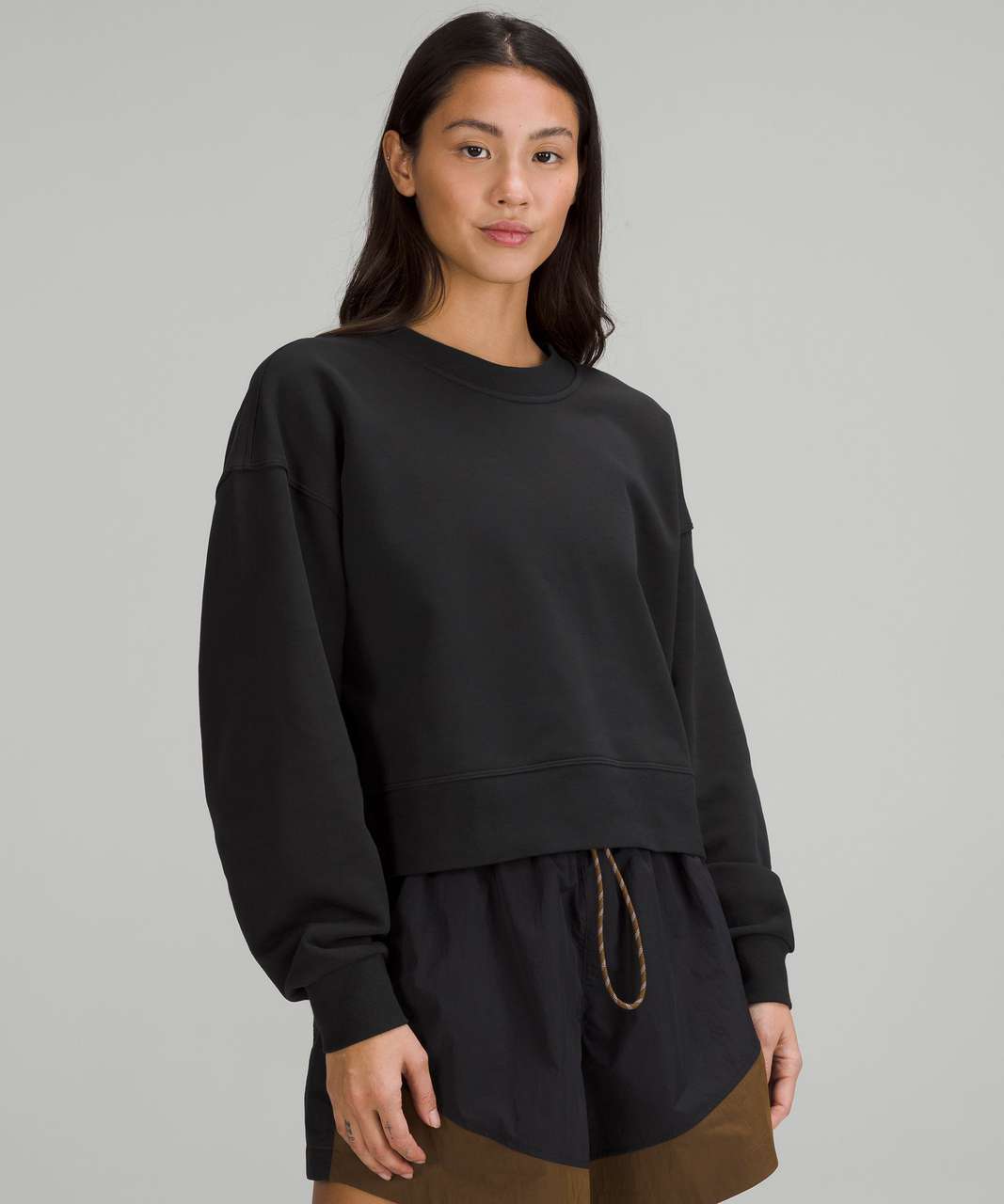 Black Oversized Cropped Sweatshirt