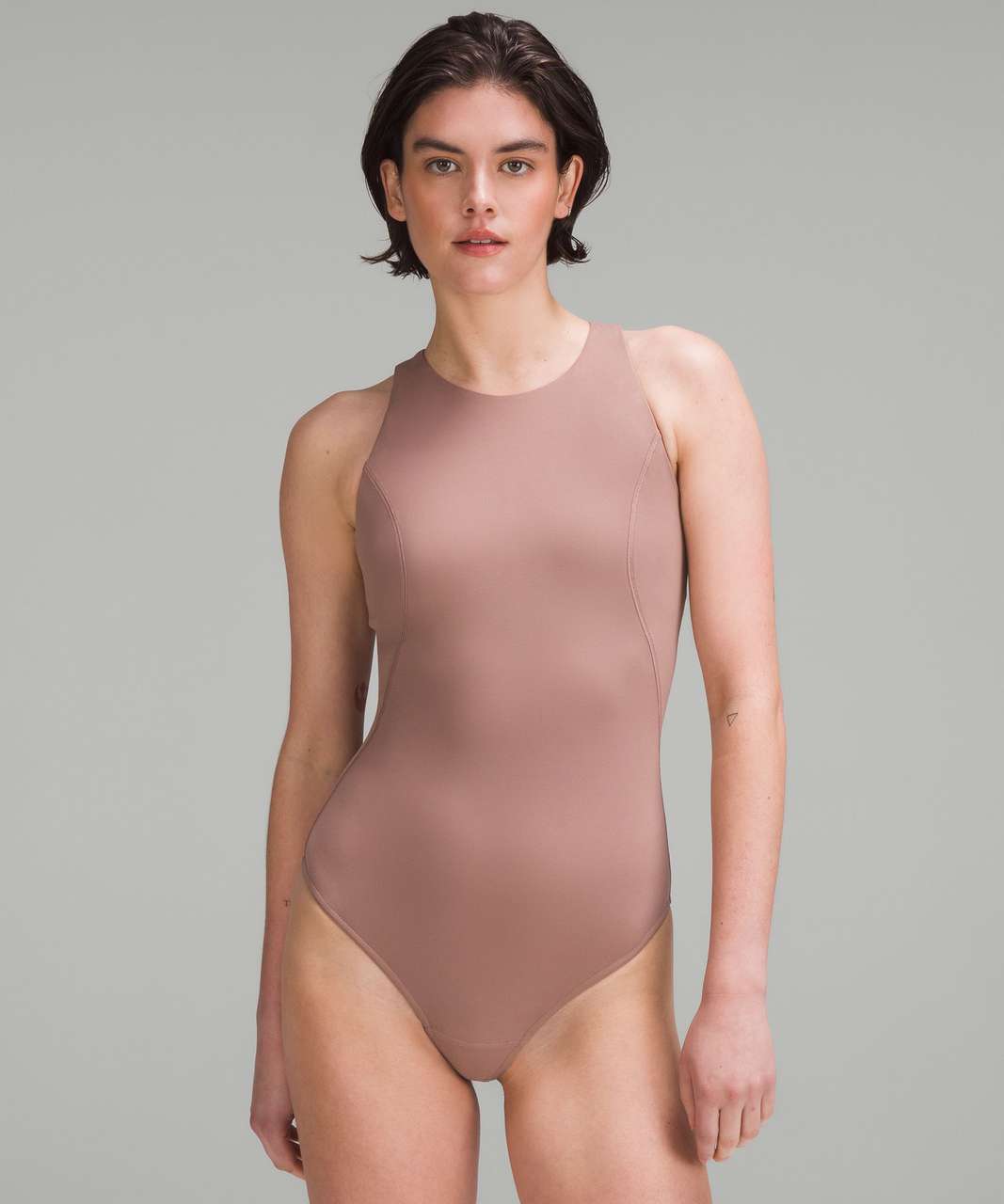 Lululemon High-Neck Tight-Fit Shelf Bodysuit - Twilight Rose