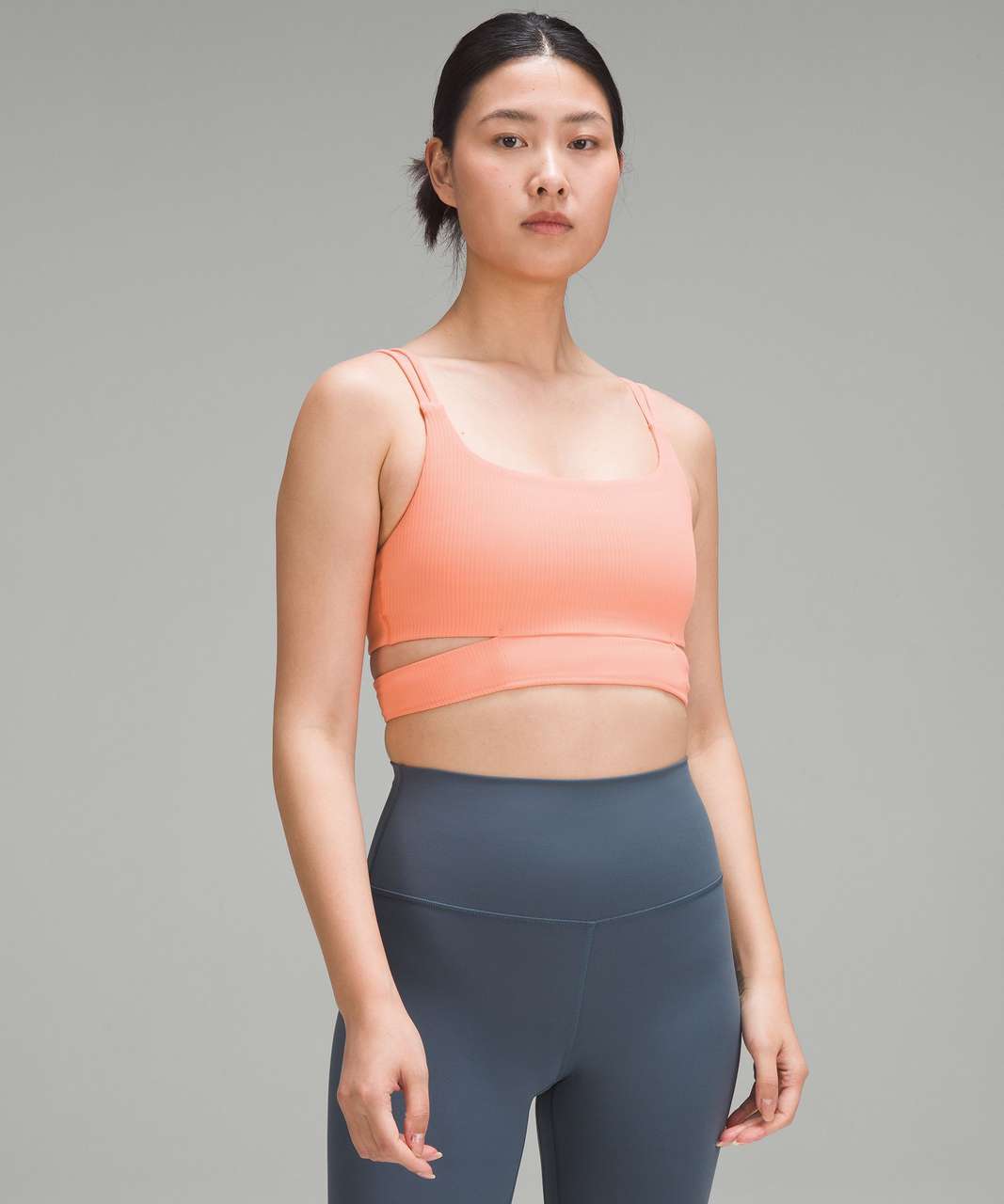 Lululemon Ribbed Nulu Strappy Yoga Bra *Light Support, A/B Cup - Sunny Coral