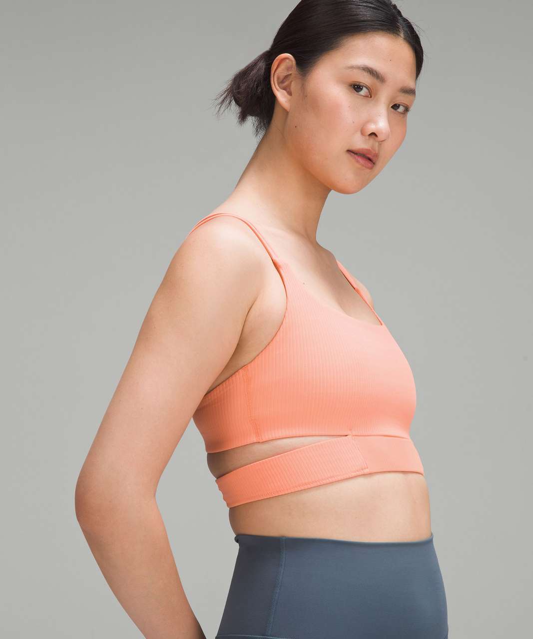Lululemon Ribbed Nulu Strappy Yoga Bra *Light Support, A/B Cup - Sunny Coral