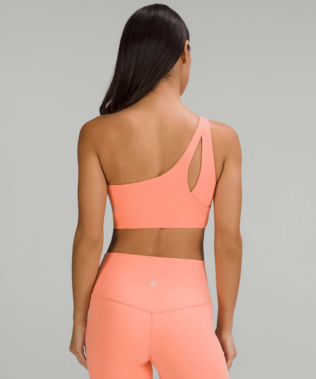 Lululemon Ribbed Nulu Asymmetrical Yoga Bra *Light Support, A/B Cup - Sunny Coral