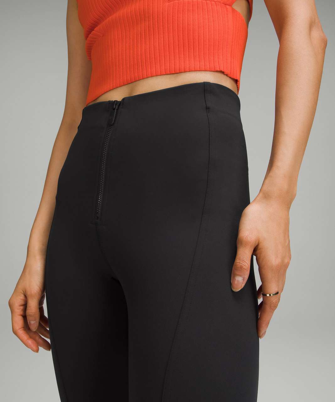 Lululemon Pull-On Zip-Front High-Rise Pant *Full Length - Black - lulu  fanatics