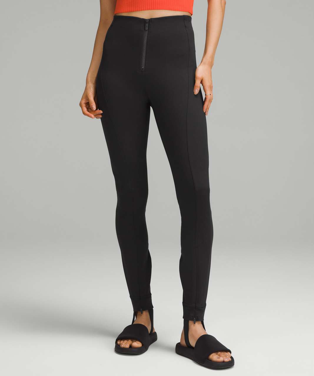 Lululemon Pull-On Zip-Front High-Rise Pant *Full Length - Black - lulu  fanatics