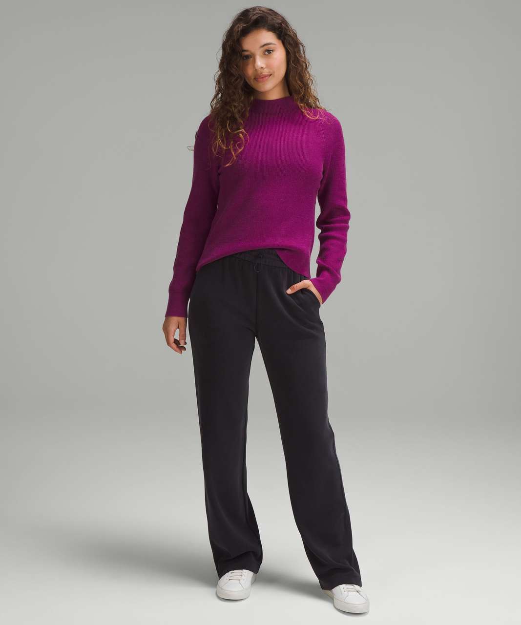 Lululemon Cotton-Blend Mock-Neck Sweater - Heathered Wild Berry