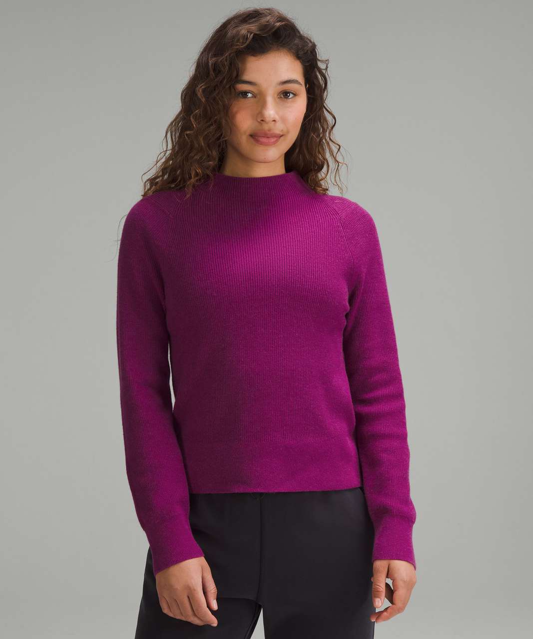 Lululemon Cotton-Blend Mock-Neck Sweater - Heathered Wild Berry - lulu  fanatics