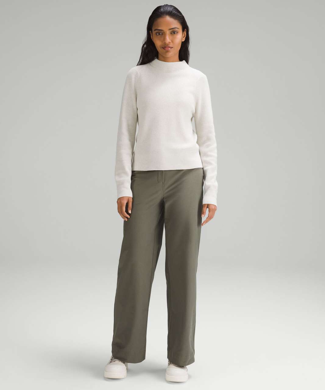 Lululemon Cotton-Blend Mock-Neck Sweater - Heathered Bone