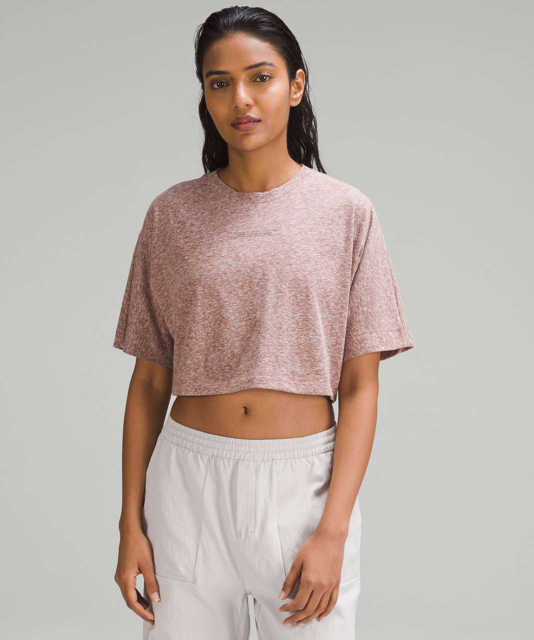 Lululemon lab Cotton-Blend Cropped T-Shirt *Graphic - Twilight Rose