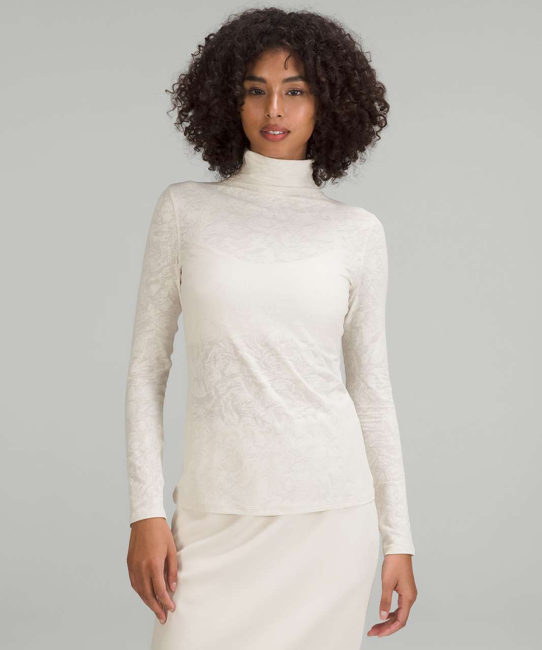 Lululemon Slim-Fit Jacquard Turtleneck - Crumple Mini Jacquard White Opal