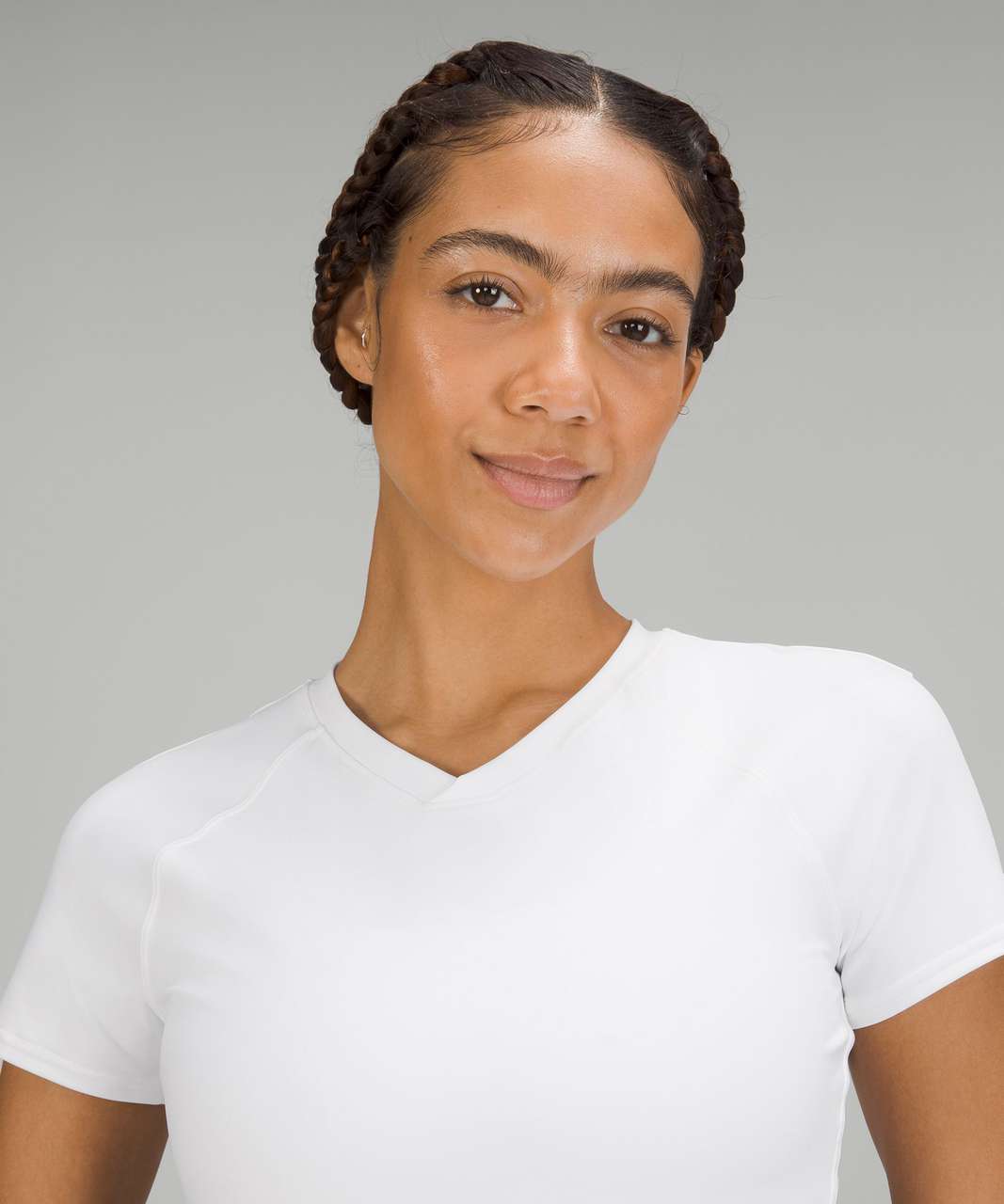 Lululemon Grid-Texture Cropped Tennis Short-Sleeve Shirt - White - lulu  fanatics